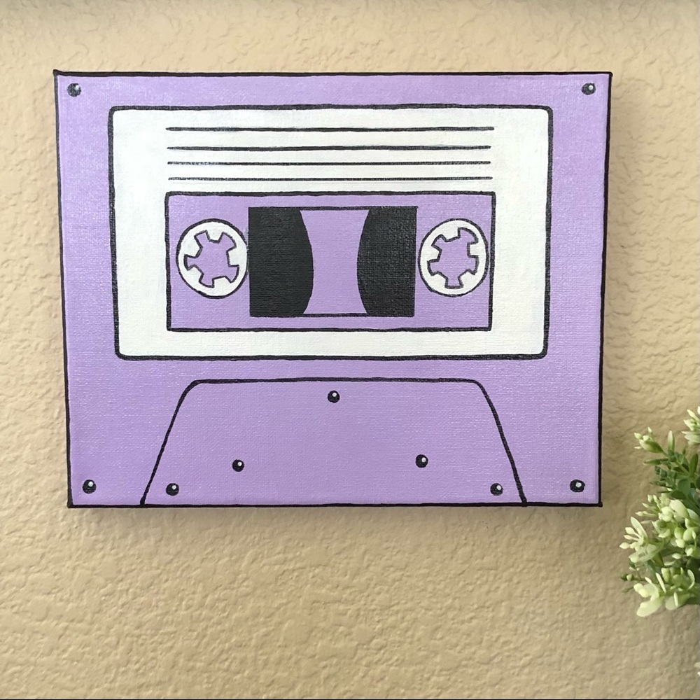 Wall Painting Purple Cassette Tape Canvas Art